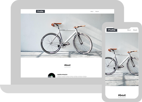 自転車をコンセプトにしたポートフォリオサイトをパソコンとスマホのイラストに入れた画像